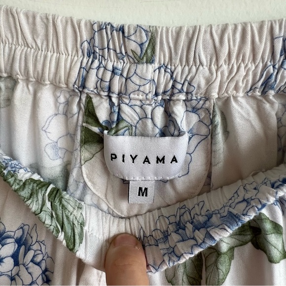 Piyama Hydrangea Blue Pajama Set Floral Lounge Sleepwear Resort Style Size M - Picture 9 of 16